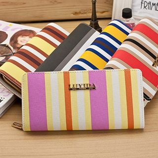Pennyshine Faux-Leather Striped Long Wallet