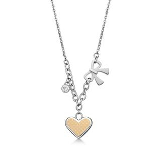 Kenny & co. Ip Rose Gold Heart Shaped in square pattern with Bow and crystal necklace Ip Rose Gold - One Size