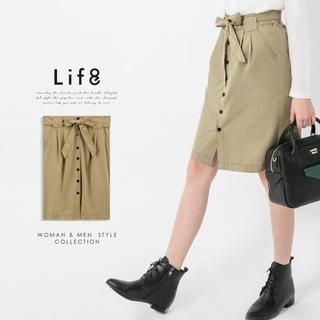 Life 8 Ribbon-waist Button-front Dress