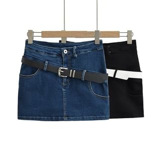 Low Rise Denim Mini Skirt