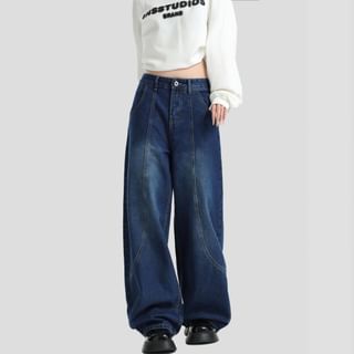 Low Rise Washed Wide Leg Jeans