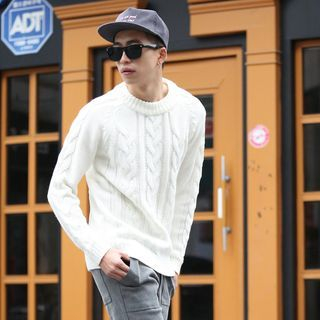 MODSLOOK Wool Blend Cable-Knit Sweater
