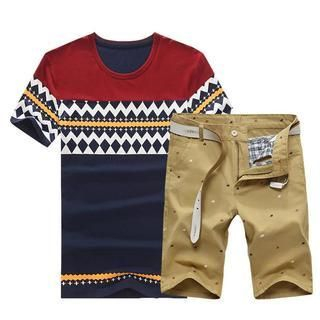 Alvicio Set: Print T-Shirt + Casual Shorts (Belt is not included)