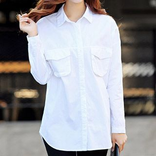 Romantica Tab-Sleeve Dip-Back Shirt