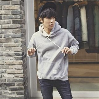 MITOSHOP Kangaroo-Pocket Brushed-Fleece Hooded Top