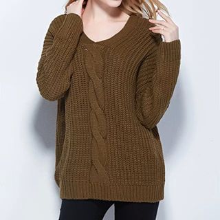 Chicsense Jacquard Buttoned Sweater
