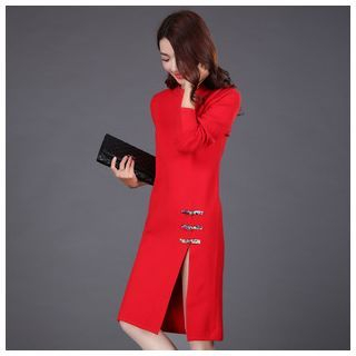 Mistee Chinese Frog Button Knit Dress
