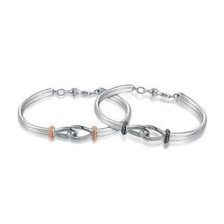 MBLife.com Left Right Accessory - 925 Silver Love Knot Bangle - Couple Set