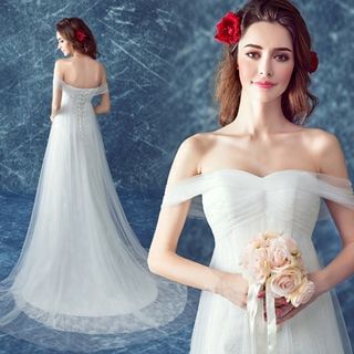 Angel Bridal Long Train Wedding Dress