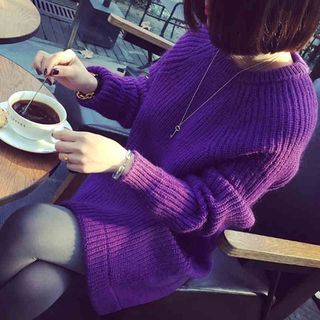 anzoveve Round-Neck Long Sweater