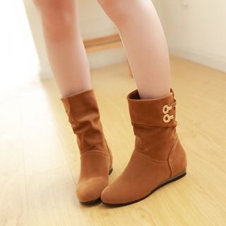 Pretty in Boots Ruched Hidden Wedge Mid-calf Boots