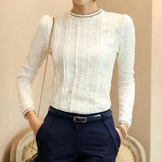 lilygirl Long-Sleeve Lace Top