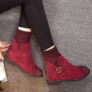 Monde Inset Knit Panel Ankle Boots