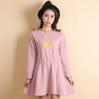 11.STREET Embroidered Crown Long-Sleeve Dress