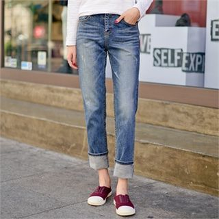 Styleberry Washed Straight-Cut Jeans