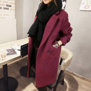 chome Notch Lapel Double-Breasted Coat
