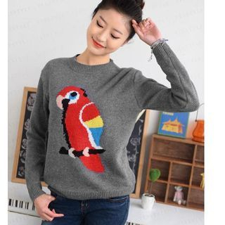 59 Seconds Parrot Intarsia Knit Sweater