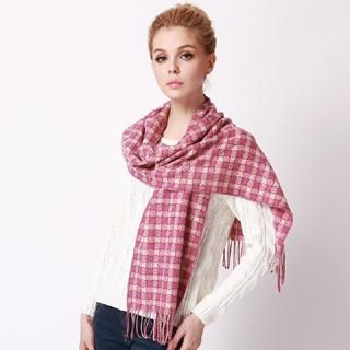 RGLT Scarves Fringed Check Cashmere Scarf