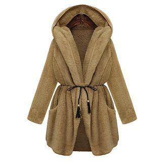 FURIFS Tie-Waist Fleece Hood Coat