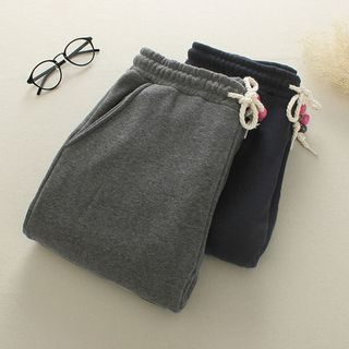Mushi Fleece-Lined Drawstring Knit Pants