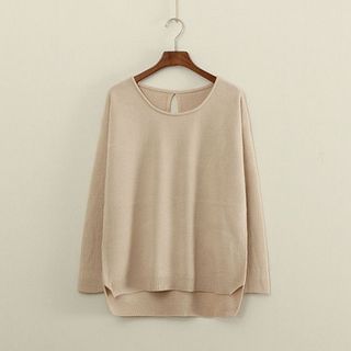 Mushi Plain Dip Back Knit Top