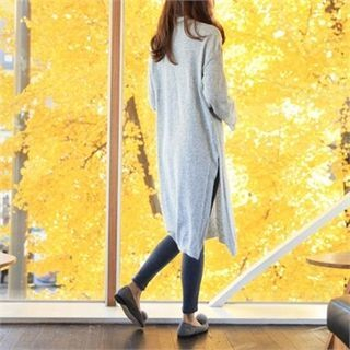 smusal Side-Slit Angora-Wool Blend Knit Dress