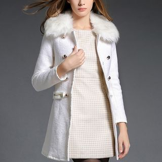 Merald Furry-collar Woolen Coat