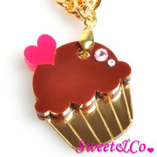 Sweet & Co. Sweet&Co Mini Chocolate Cupcake Crystal Gold Necklace Gold - One Size