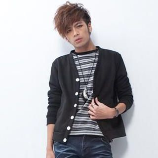 Contrast-Button Cardigan