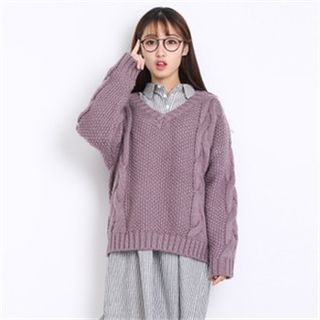 11.STREET V-Neck Loose Knitted Pullover