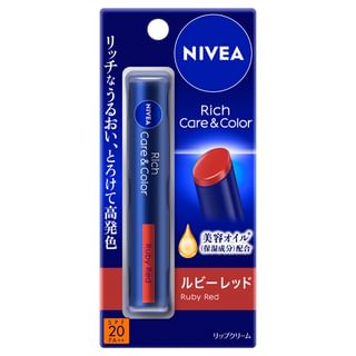 Nivea Japan - Rich Care & Color Lip Balm Spf 20 Pa++ Ruby Red