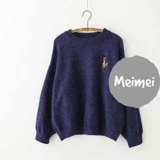 Meimei Fox Embroidered Sweater