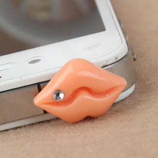 Fit-to-Kill Lips iPhone Earphone Plug  Orange - One Size