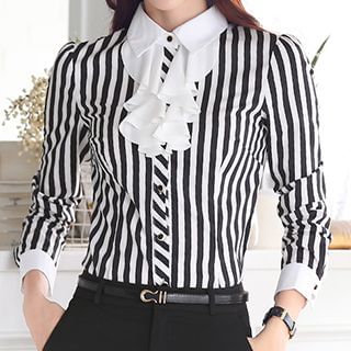 Mija Pinstriped Chiffon Blouse