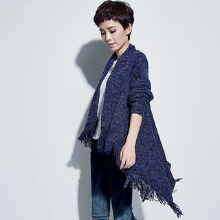OnceFeel Fringed Dip Back Chunky Cardigan