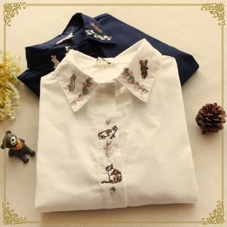 Fairyland Cat Embroidered Shirt
