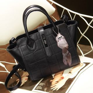 Pandabada Stitching Accent Tote with Shoulder Strap