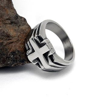 Andante Cross Titanium Steel Ring