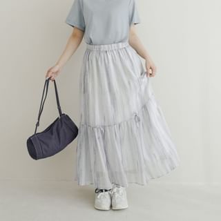 [L -3XL] High Rise Tie-Dyed Midi A-Line Skirt