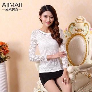 Rosa Isolde Long-Sleeve Slim-Fit Lace Top