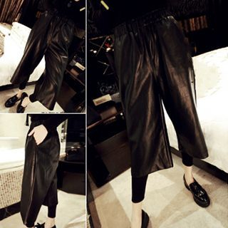 Bloombloom Legging Inset Cropped Faux Leather Pants