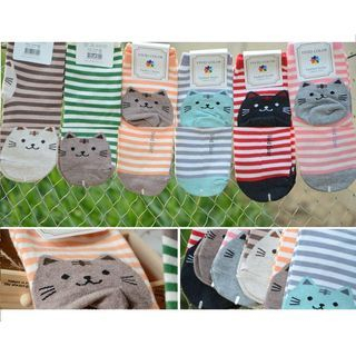 Knitbit Cat Striped Socks
