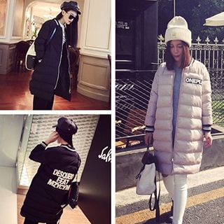 Fashion Street Lettering Padded Long Jacket