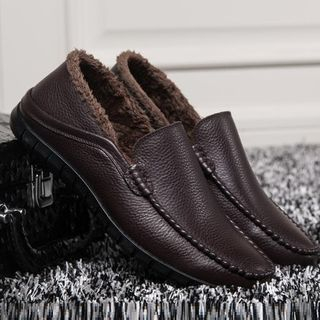SHEN GAO Genuine Leather Fleece-Lined Loafers