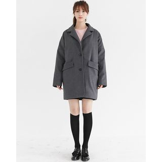 Someday, if Single-Breasted Wool Blend Coat