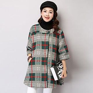 Hazie 3/4-Sleeve Plaid Jacket