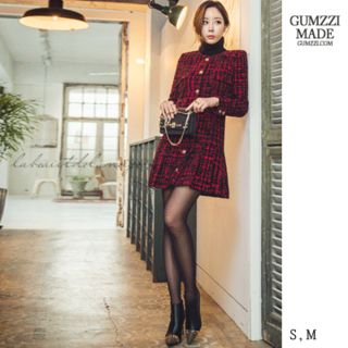 GUMZZI Wool Blend Tweed Dress