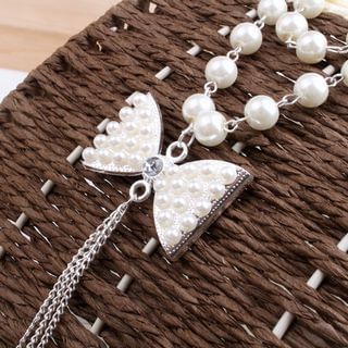 Seoul Young Beaded Bow-Accent Necklace