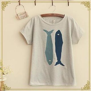 Rosadame Short-Sleeve Fish Print T-Shirt