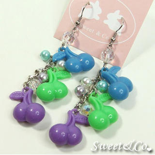 Sweet & Co. Rainbow Blue Candy Cherries Earrings